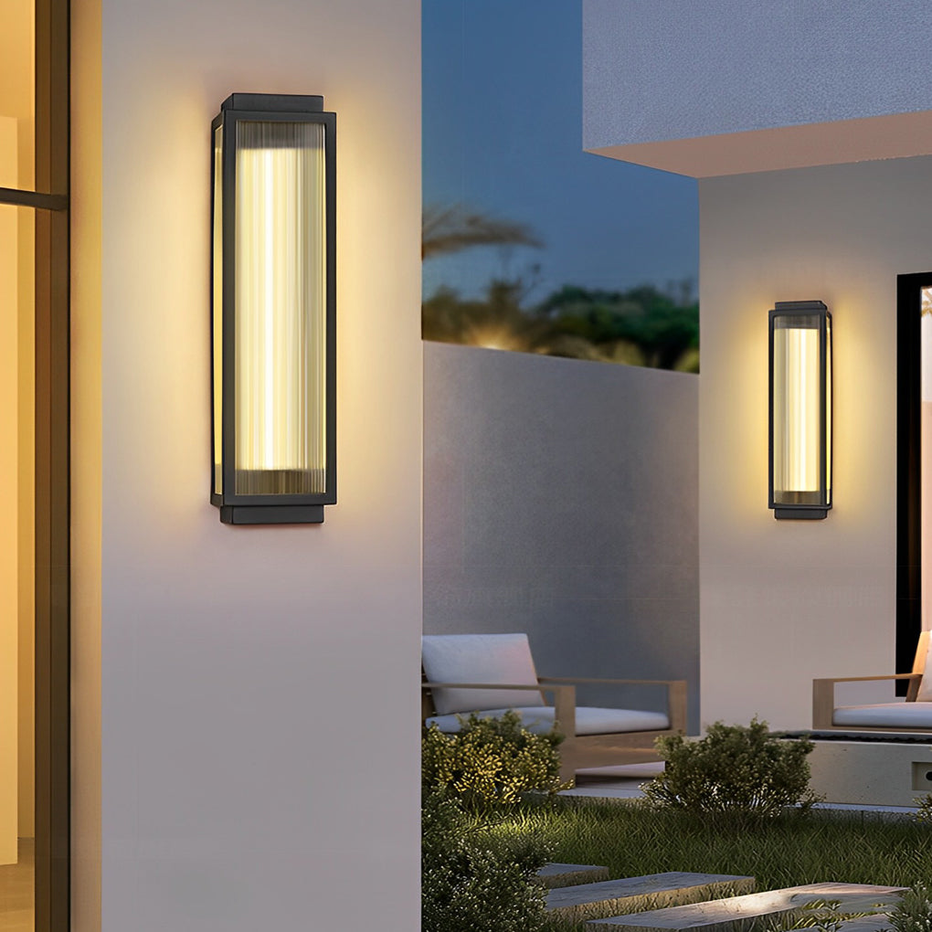 Rectangular Strip Waterproof LED Black Modern Outdoor Wall Lights - Lumpaz