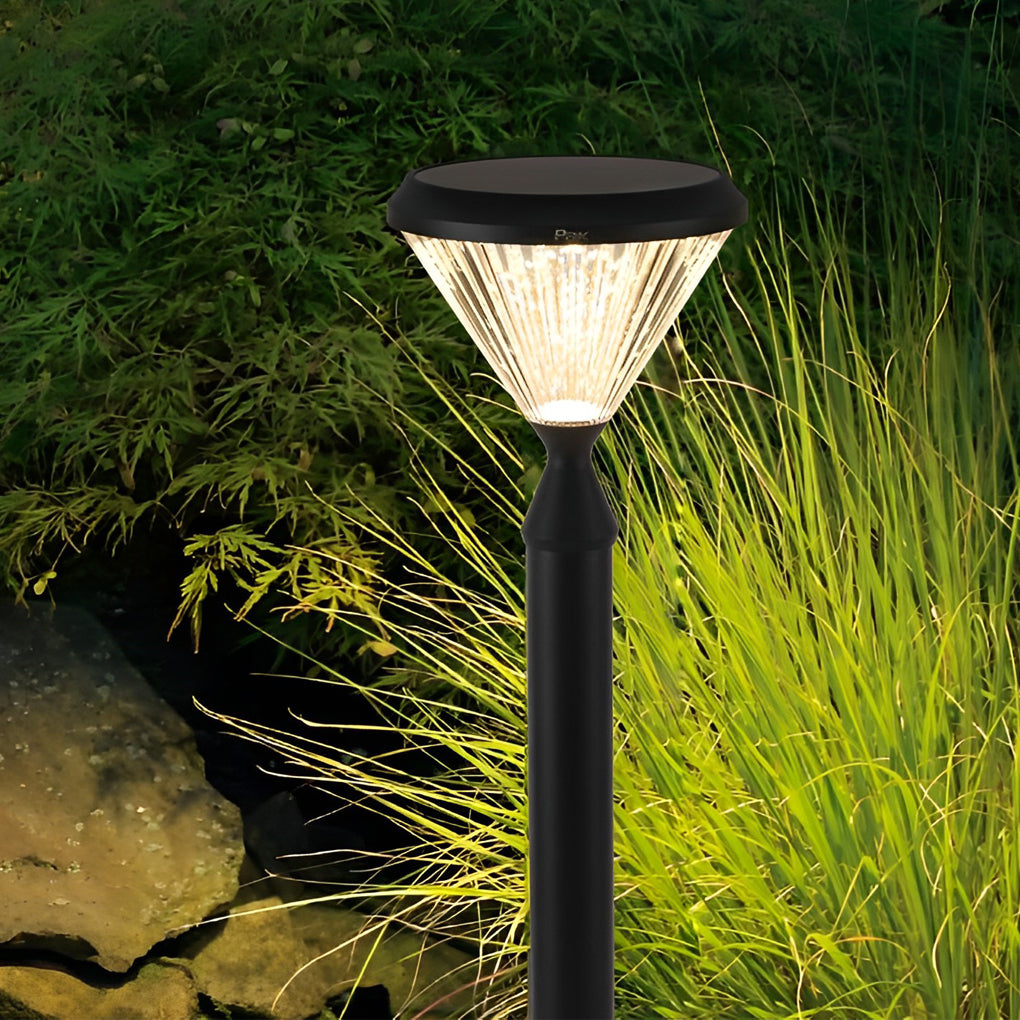 Round Waterproof Light Control LED Black Modern Solar Outdoor Lights - Lumpaz