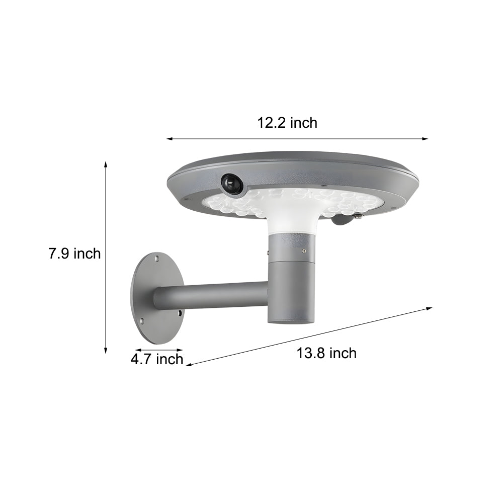 Modern Mushroom LED Solar Wall Light with Dual Motion Sensors - Gray - Lumpaz