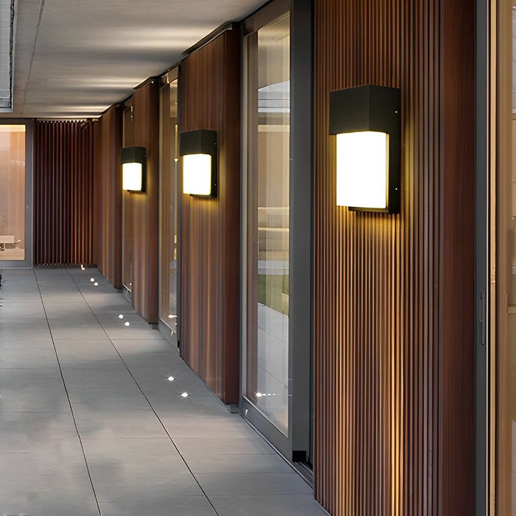Rectangular Waterproof LED 10W Black Modern Outdoor Wall Light Fixture - Lumpaz