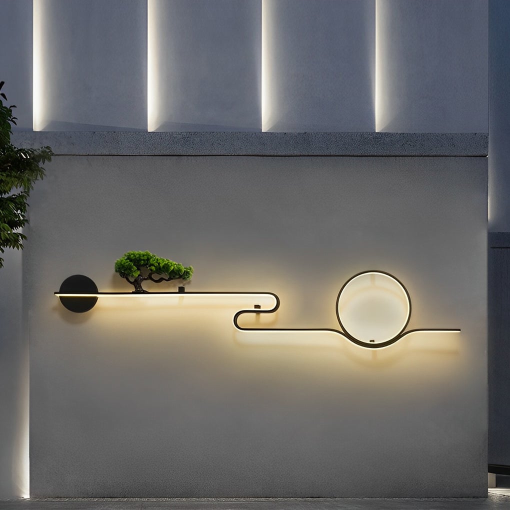 Moon Tree Scenery Waterproof LED Black Retro Outdoor Wall Lights Sconces - Lumpaz