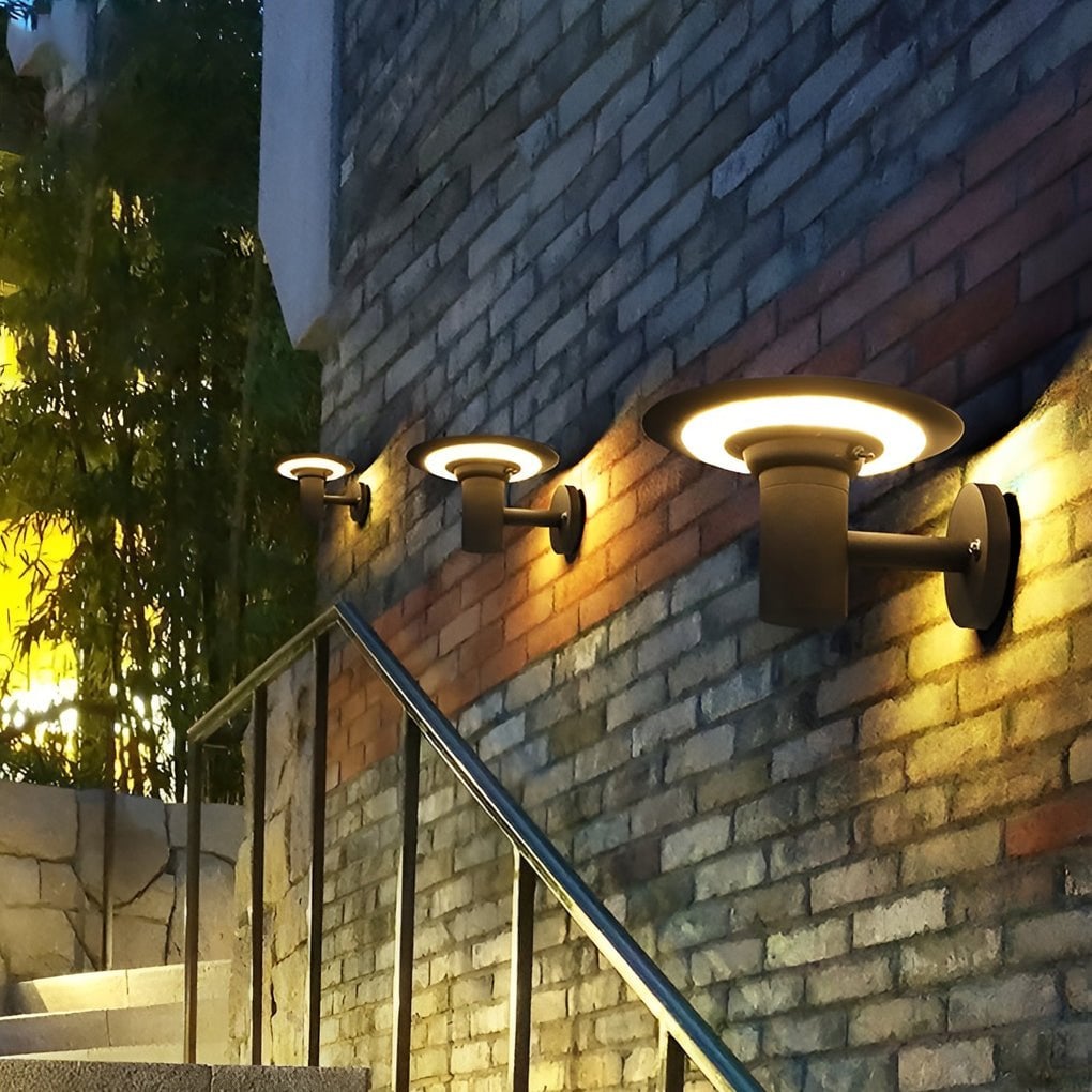 Round UFO-shaped LED Waterproof Solar Modern Outdoor Sconces Wall Lamp - Lumpaz
