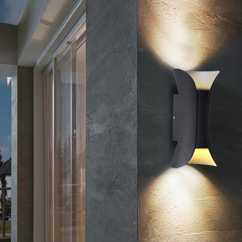 Curved LED Up and Down Lighting Waterproof Modern Outdoor Wall Lights - Lumpaz