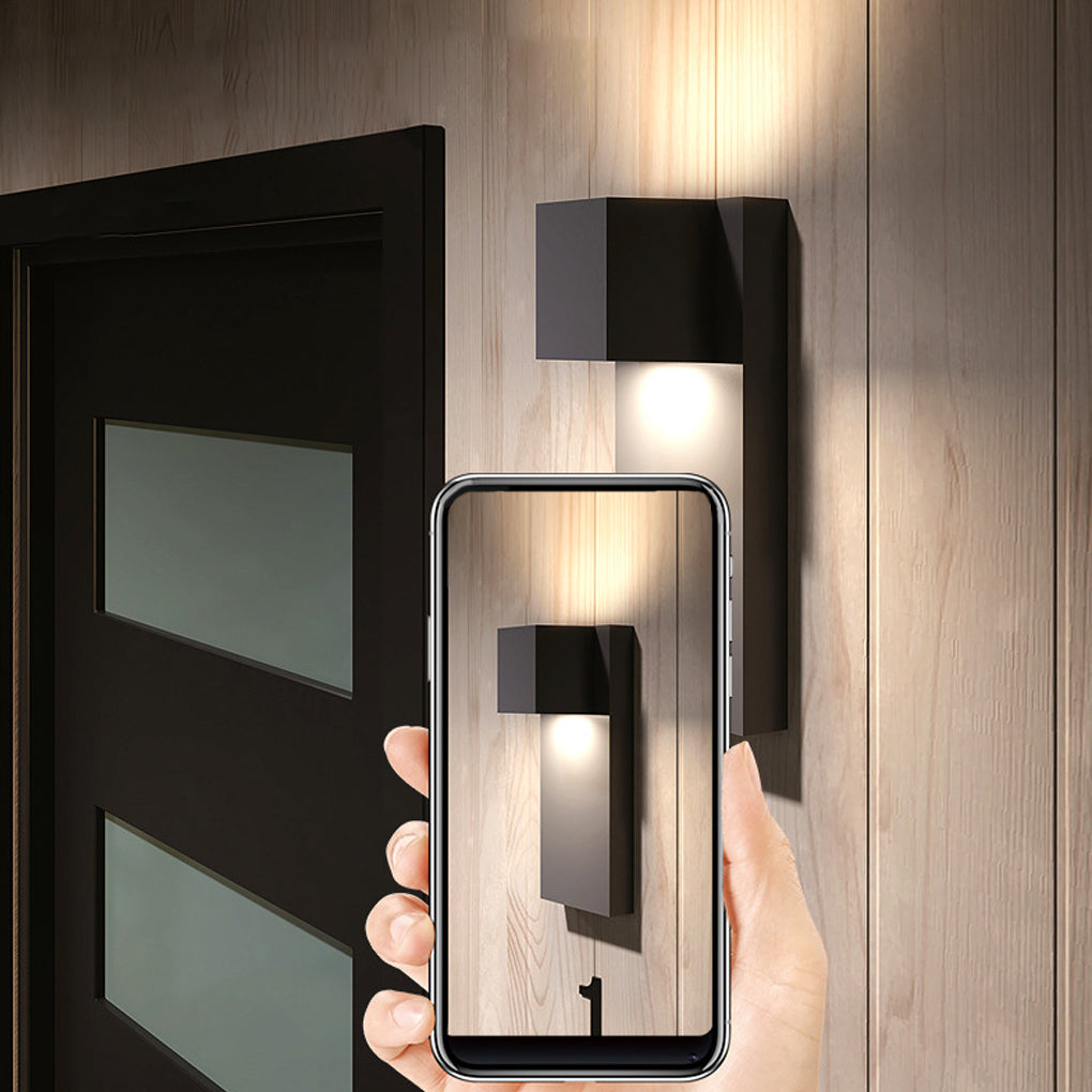Square Waterproof LED Up and Down Lights Modern Outdoor Wall Lamp Wall Sconce Lighting - Lumpaz