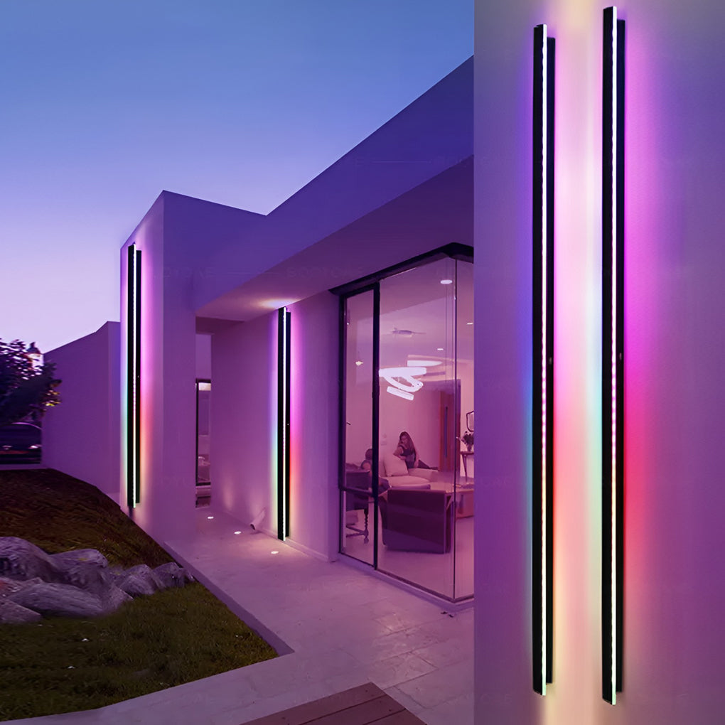 Black Long Strip LED RGB Outdoor Waterproof Wall Light - Lumpaz