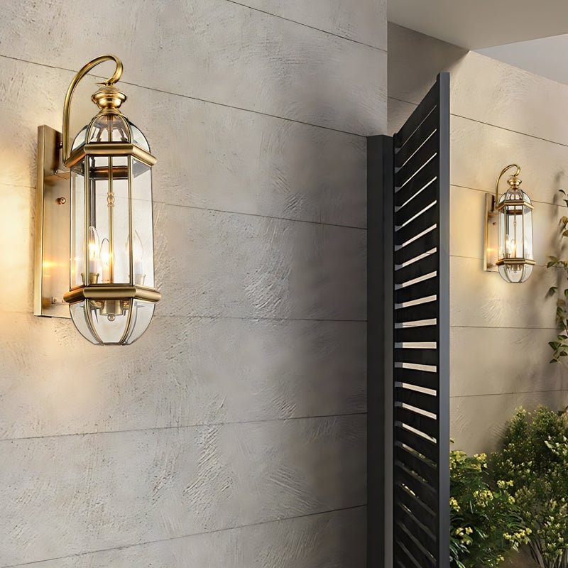Retro Creative Copper Glass European Style Outdoor Wall Lights Exterior Lamp - Lumpaz
