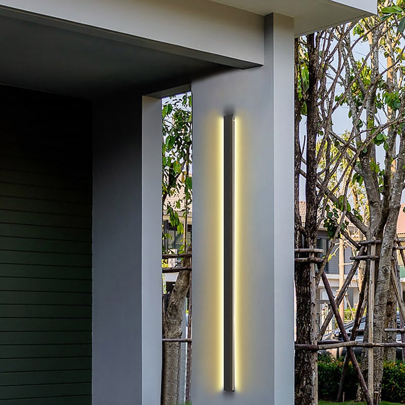 Black Long Strip LED Waterproof Modern Outdoor Wall Lights Porch Lights - Lumpaz