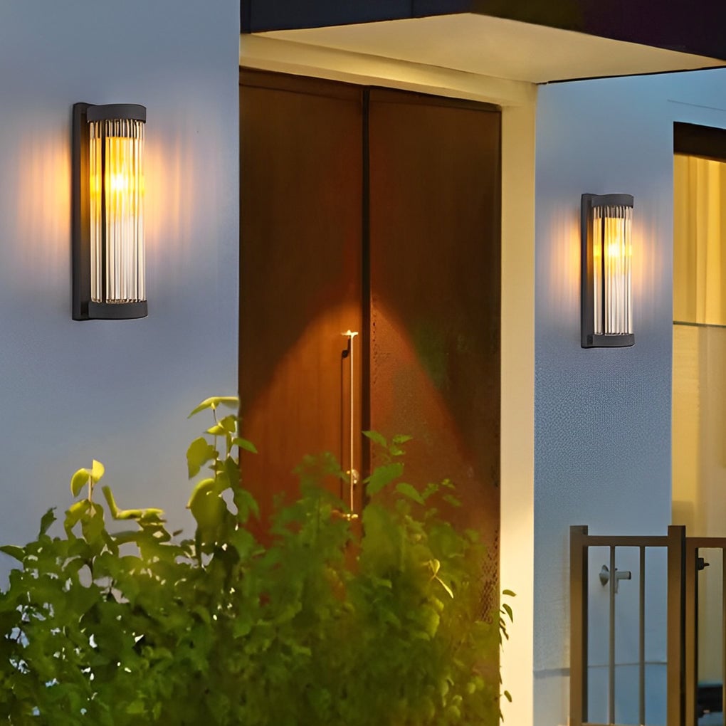 Creative Glass Waterproof LED Black Modern Solar Wall Lamp Exterior Lights - Lumpaz