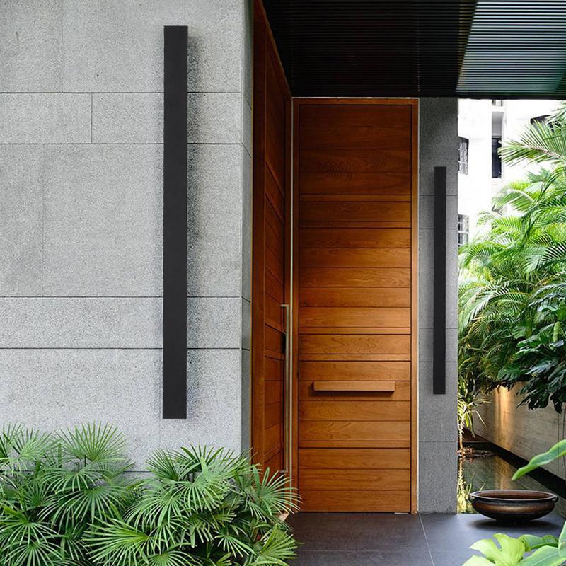 Outdoor Long Strip Waterproof Metal Black Modern Outdoor Wall Lights - Lumpaz