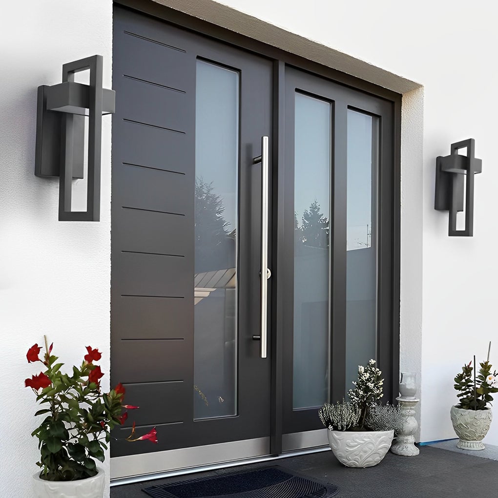 Rectangular Minimalist LED Waterproof Black Modern Outdoor Wall Lamp - Lumpaz