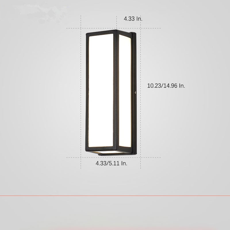Rectangular Minimalist LED Waterproof Black Modern Outdoor Wall Lights - Lumpaz