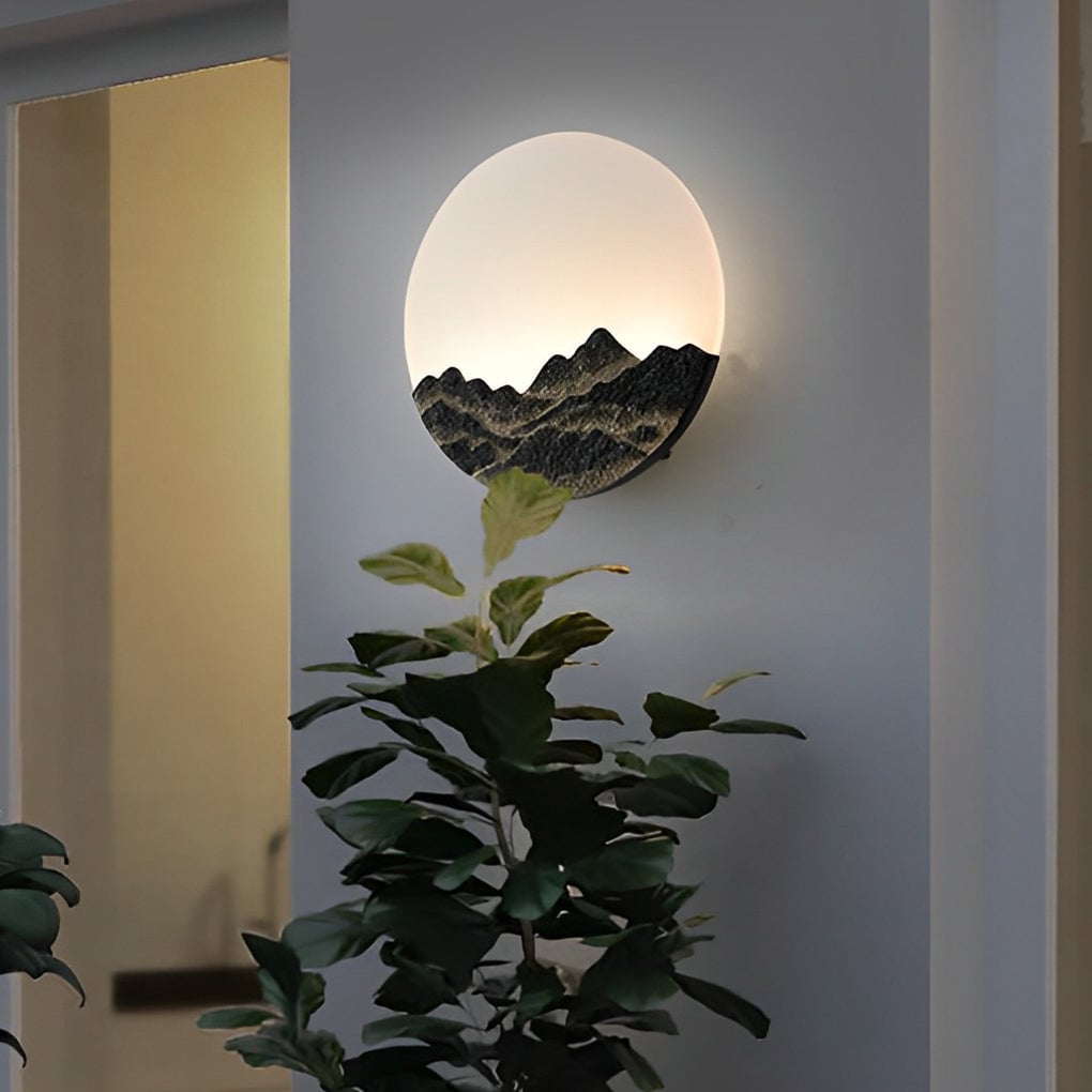 Round Creative Mountain Scenery LED Waterproof Modern Outdoor Wall Lamp - Lumpaz