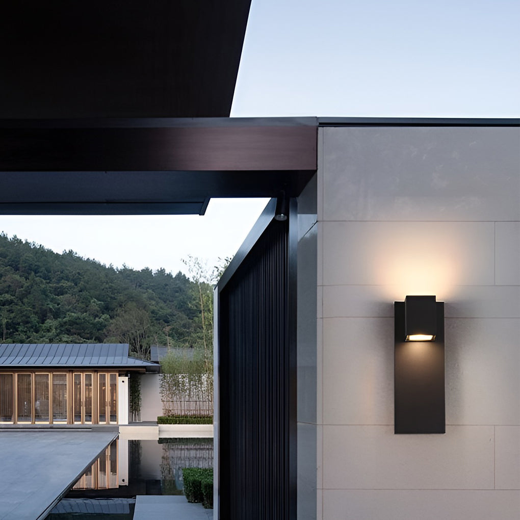 Square Waterproof LED Up and Down Lights Modern Outdoor Wall Lamp Wall Sconce Lighting - Lumpaz