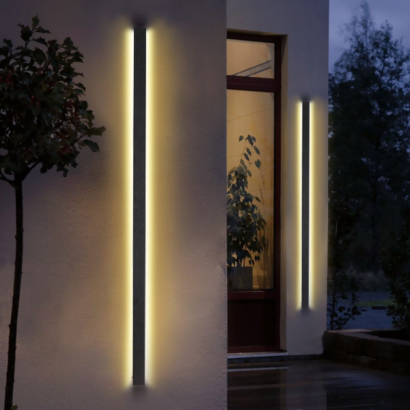 LED Long Strip Metal Waterproof Black Minimalist Outdoor Wall Lights - Lumpaz