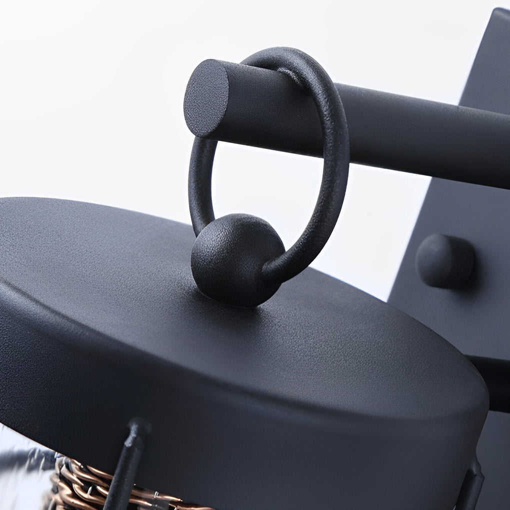 Waterproof Iron Glass Lantern Black Retro Rustic Exterior Wall Lights - Lumpaz