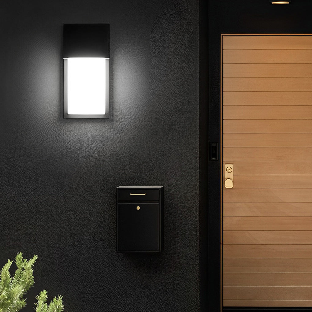 Rectangular Waterproof LED 10W Black Modern Outdoor Wall Light Fixture - Lumpaz