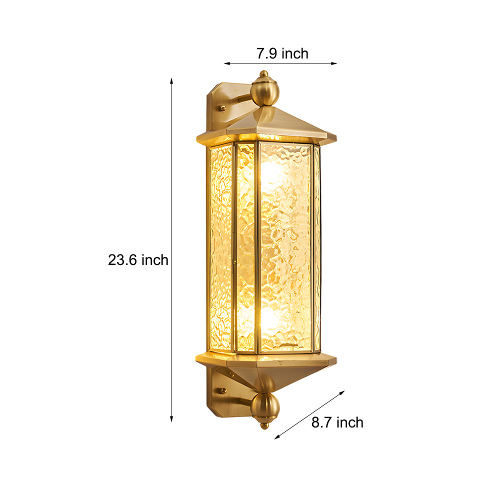 23.62-In. European Copper Dimmable Hardwired/Solar Outdoor Wall Lights - Lumpaz