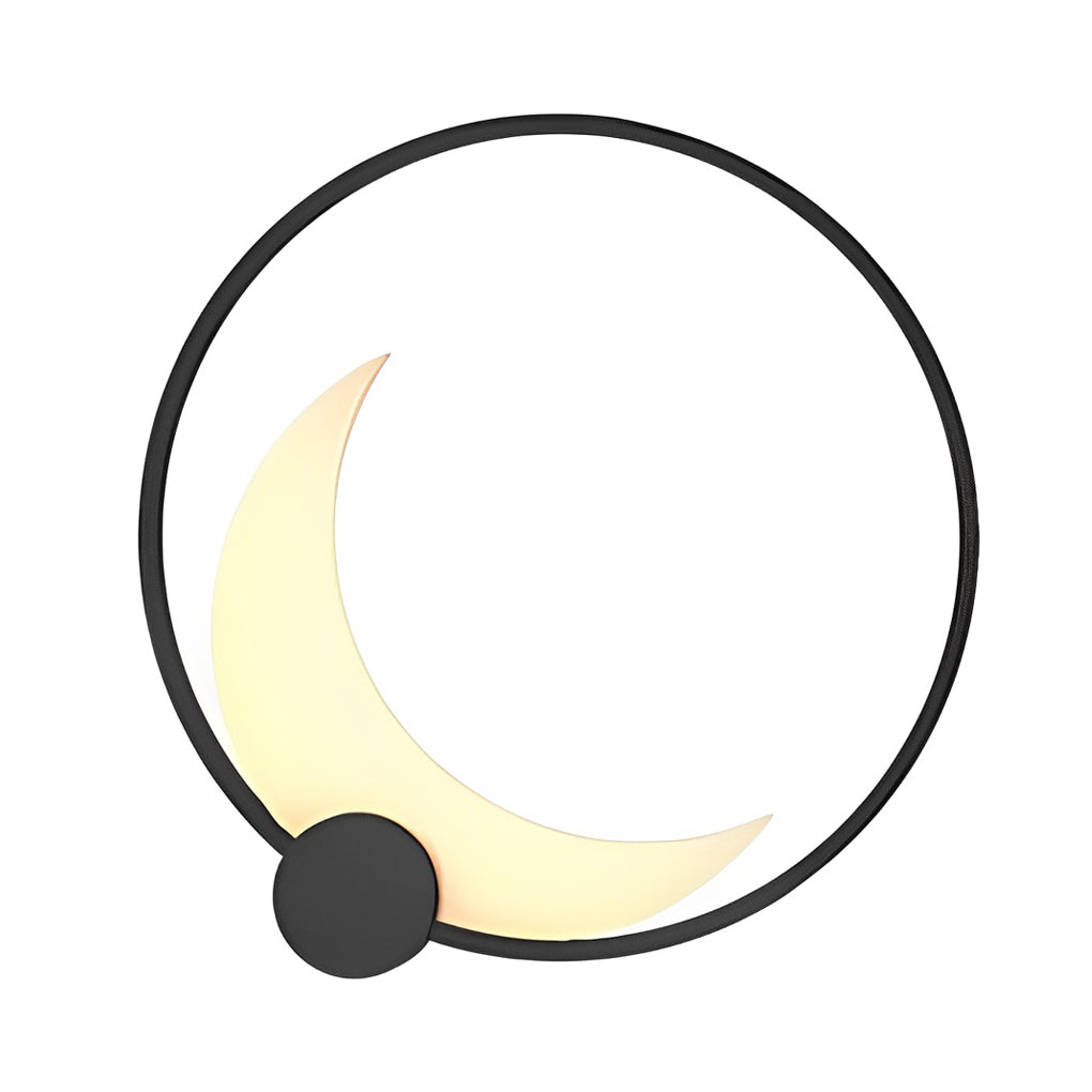 Round Moon Waterproof Black LED Wall Sconce Lighting Outdoor Wall Lamp - Lumpaz