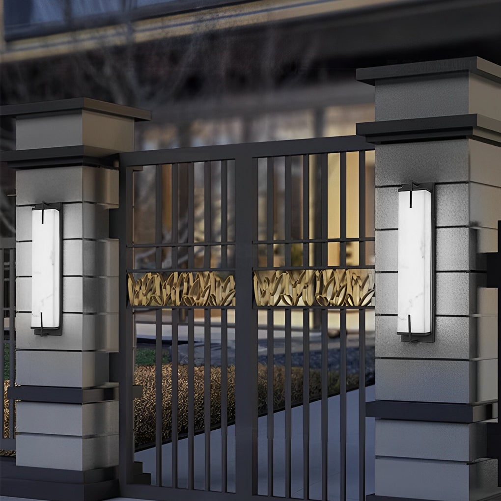 Resin Rectangular Waterproof LED Black Modern Outdoor Sconce Lighting - Lumpaz