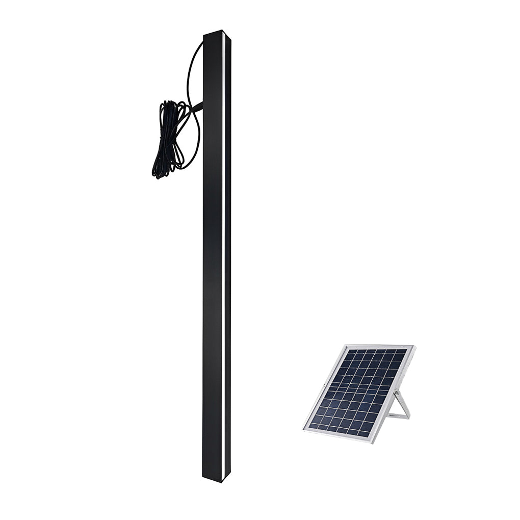 Minimalist Long Strip LED Waterproof Black Modern Solar Wall Sconce Lighting - Lumpaz