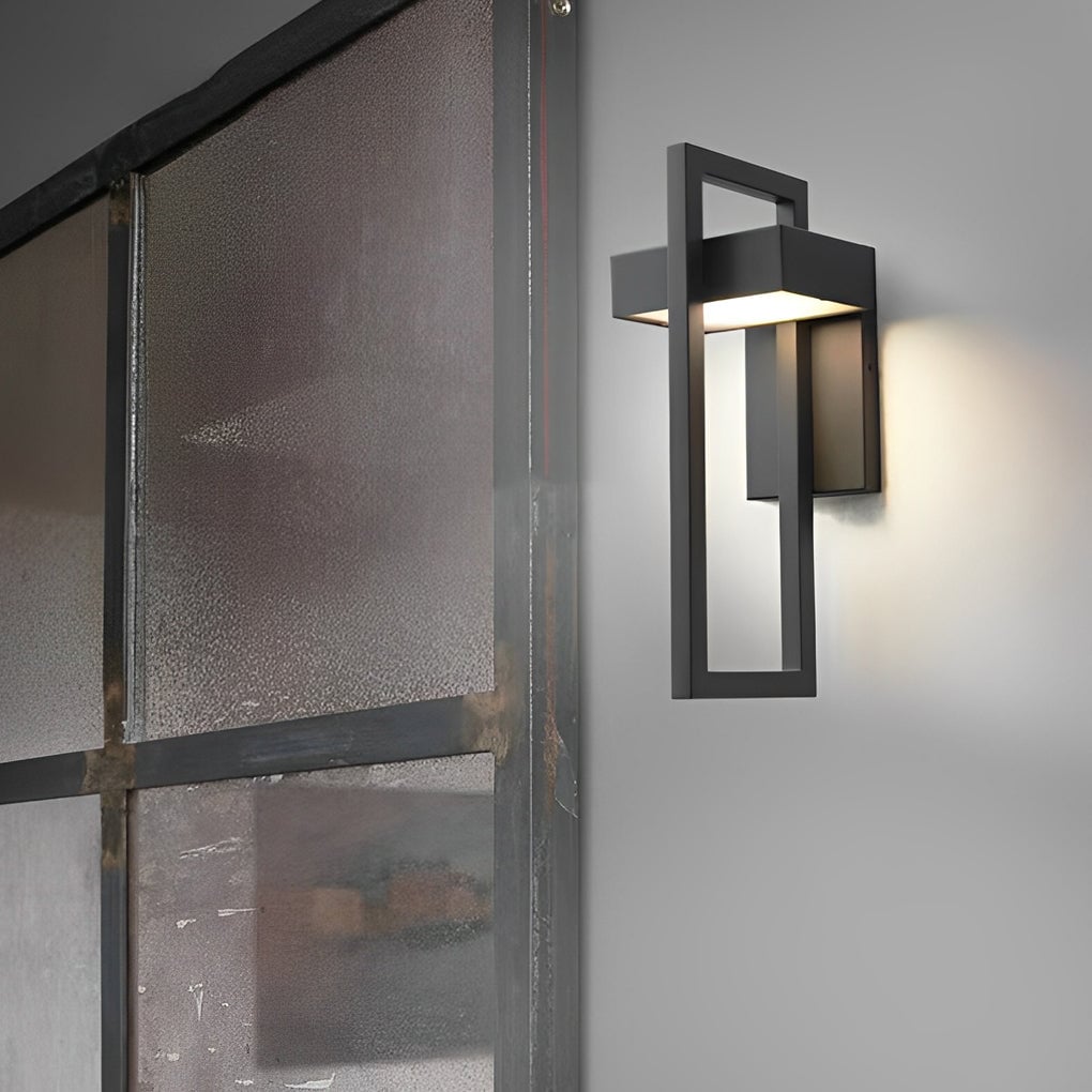 Rectangular Minimalist LED Waterproof Black Modern Outdoor Wall Lamp - Lumpaz