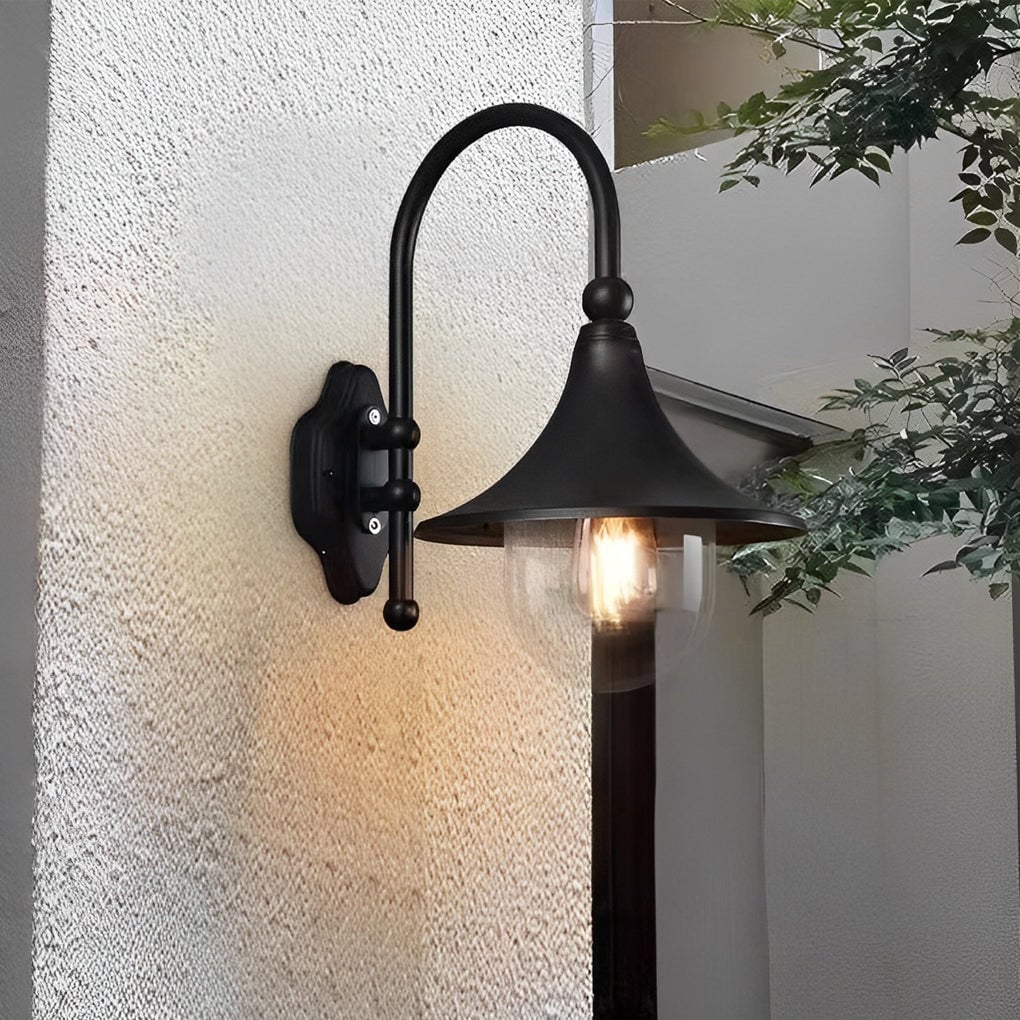Creative Trumpet Shaped Waterproof LED Black Vintage Outdoor Wall Lamp - Lumpaz