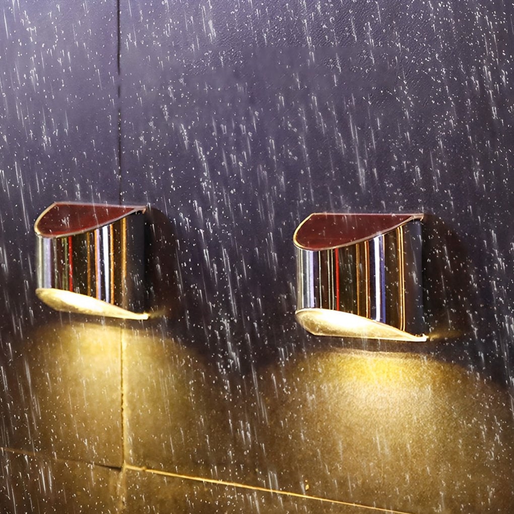 Stainless Steel Minimalist Waterproof Silver Modern Solar Wall Lamp - Lumpaz