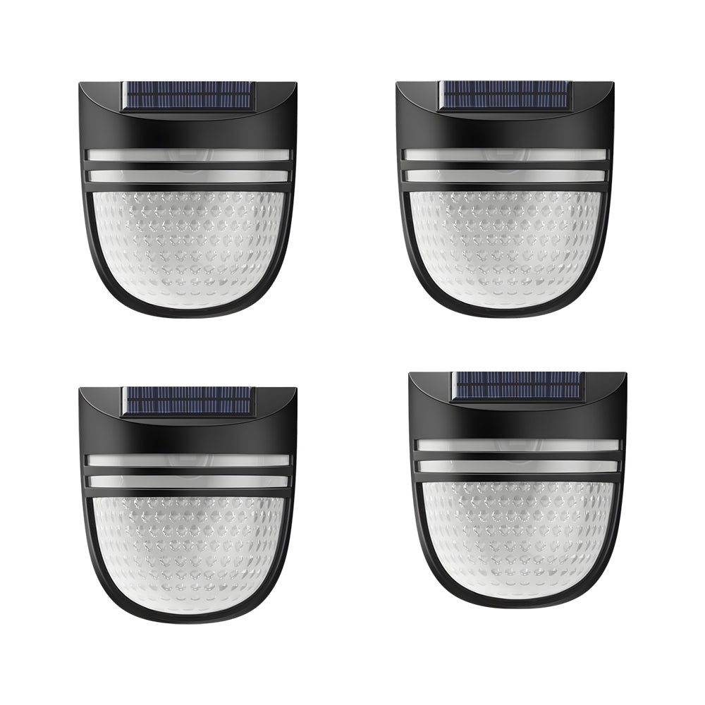 Modern Solar-Powered Black Wall Fence Lights, 4-Pack - Lumpaz