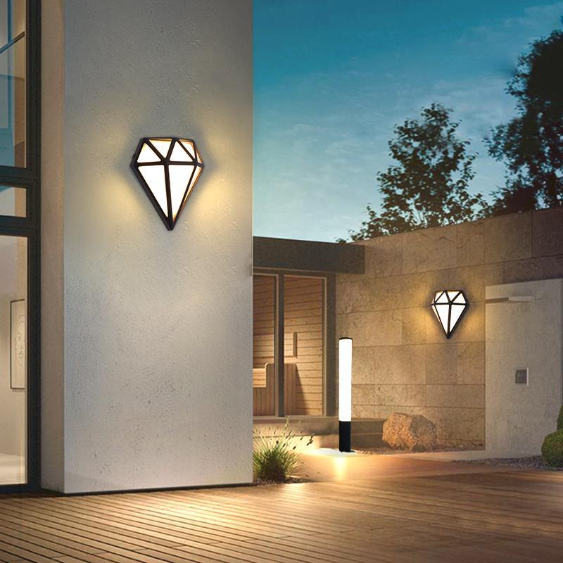 Rhombus Diamonds LED Waterproof Modern Porch Lights Outdoor Wall Lights - Lumpaz