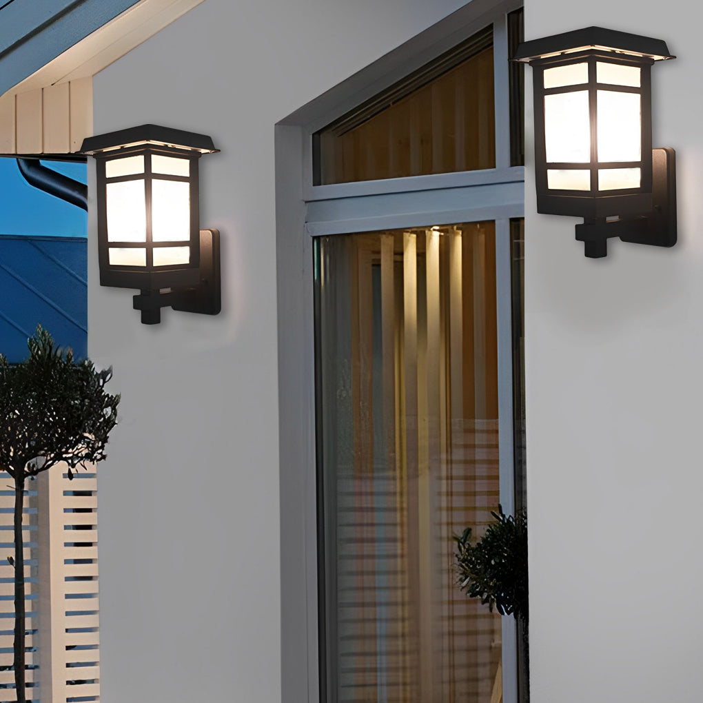 Vintage Waterproof LED Glass Matte Black Retro Wall Lamp Exterior Lights - Lumpaz