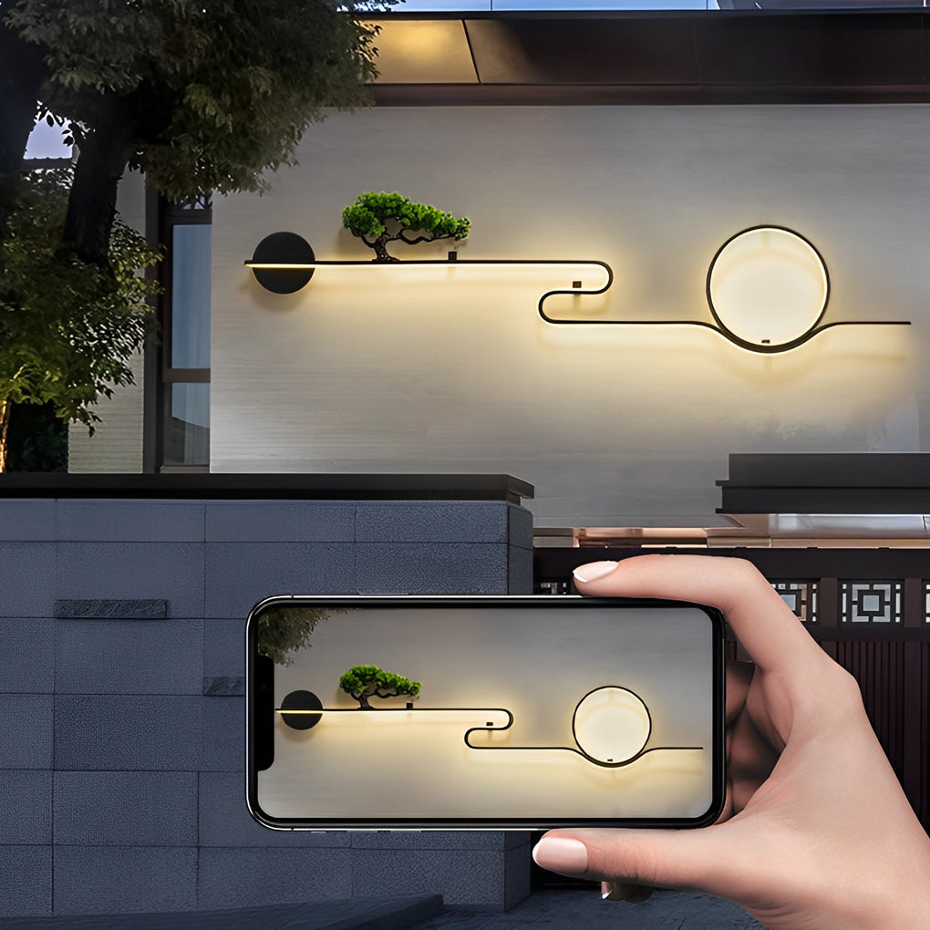 Moon Tree Scenery Waterproof LED Black Retro Outdoor Wall Lights Sconces - Lumpaz