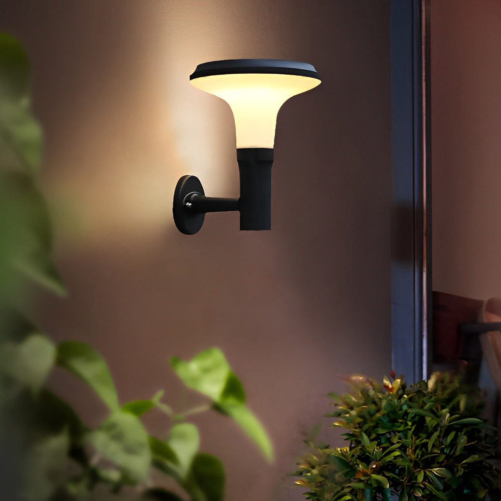 Round Flower LED Waterproof Black Modern Solar Wall Lamp Wall Sconces Lighting - Lumpaz