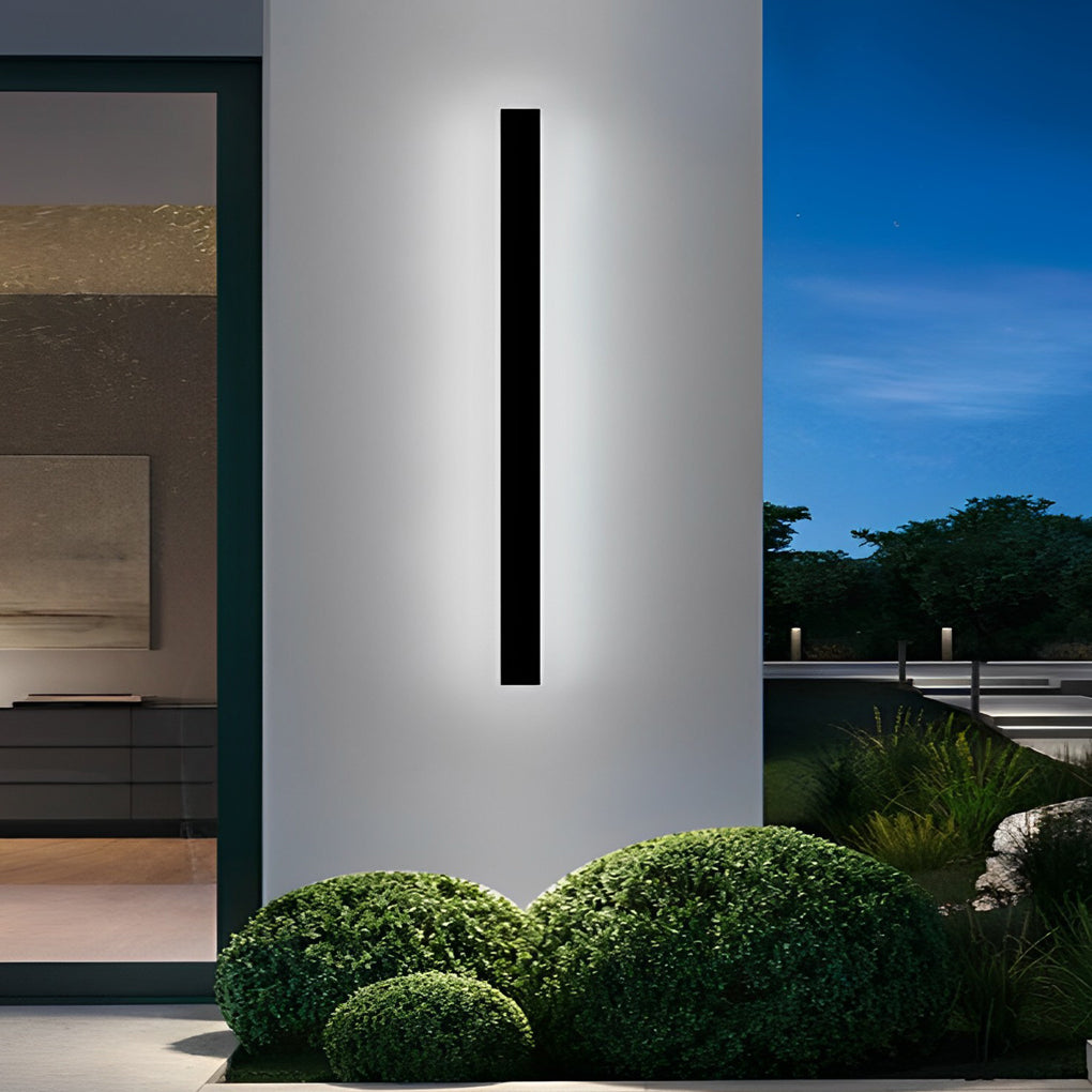 Minimalist Long Strip LED Waterproof Black Modern Solar Wall Sconce Lighting - Lumpaz