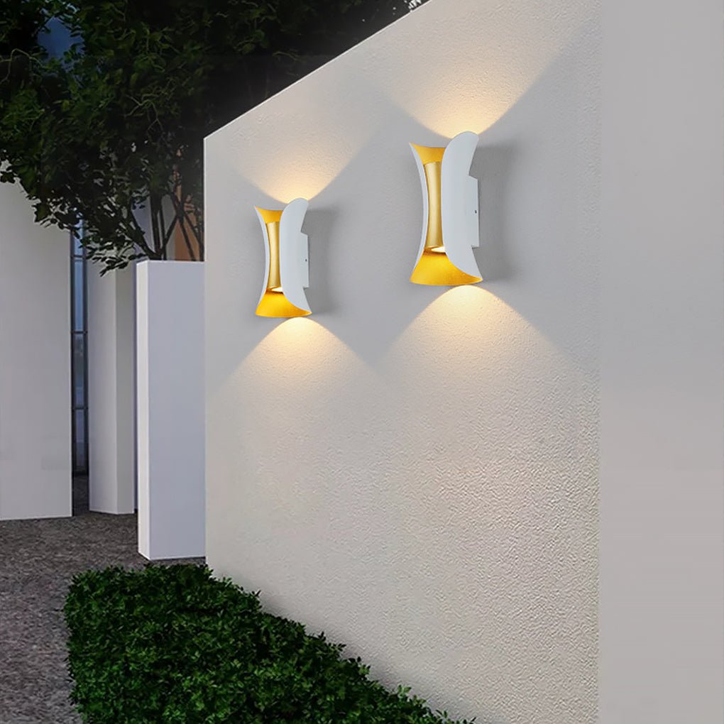 Curved LED Up and Down Lighting Waterproof Modern Outdoor Wall Lights - Lumpaz