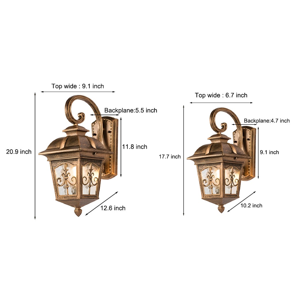 Waterproof Retro Elegant LED Glass European Style Outdoor Wall Lights - Lumpaz