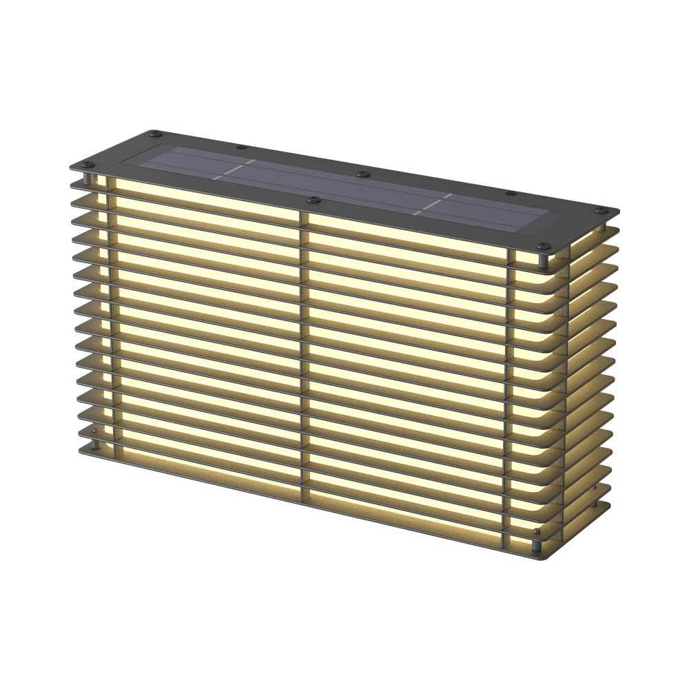 Waterproof Square Grids Stainless Steel Black Modern Solar Wall Lights - Lumpaz