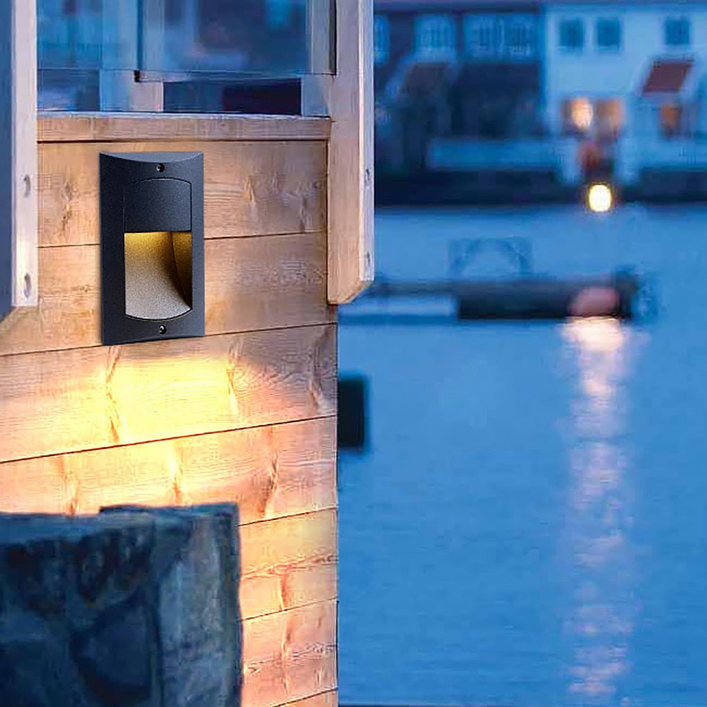 Rectangle Waterproof LED Black Modern Outdoor Step Lights Recessed Stair Sconces - Lumpaz
