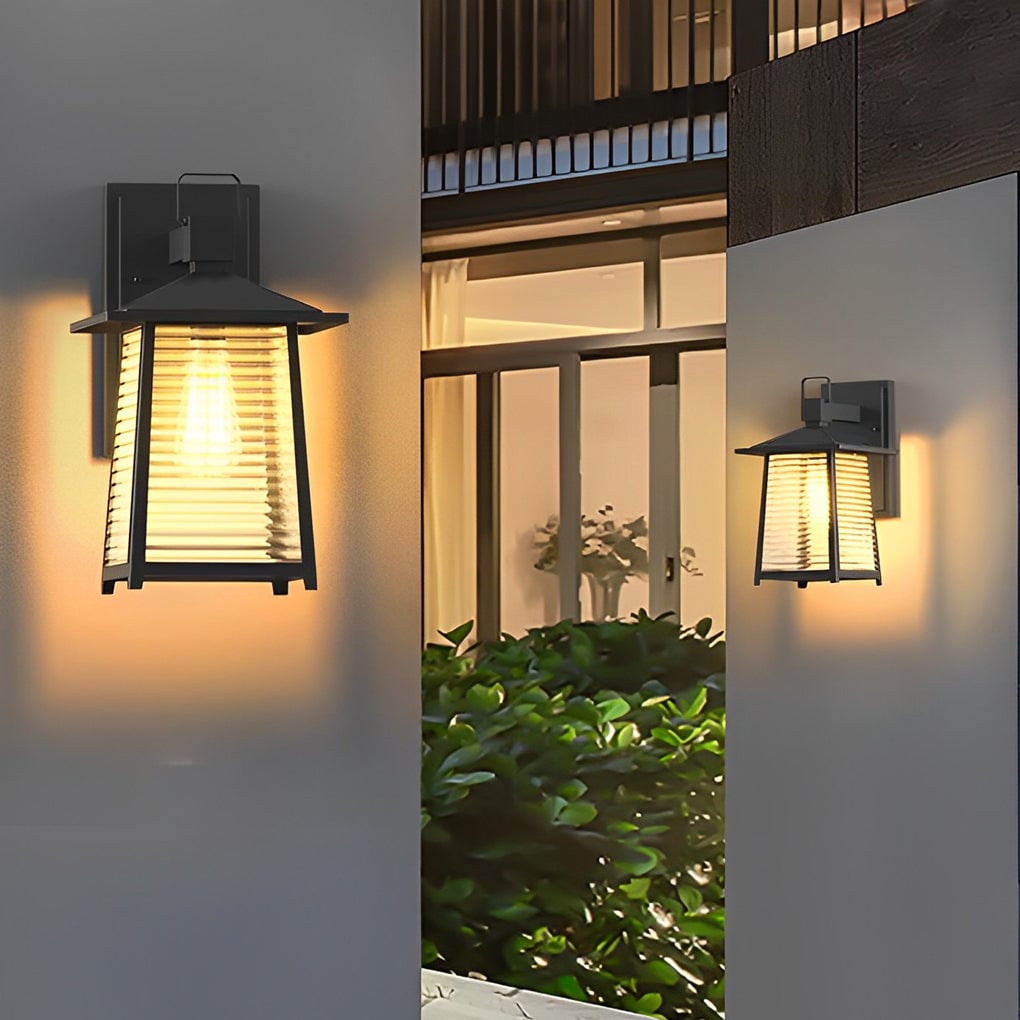 Waterproof Thickened Glass Black Retro Solar Outdoor Wall Lights - Lumpaz