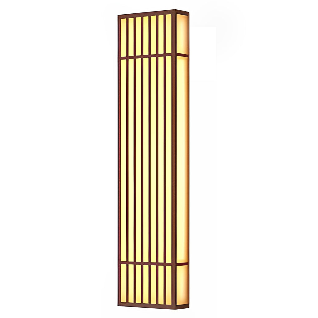Retro Vertical Stripe Grid LED Waterproof Brown Outdoor Wall Lamp - Lumpaz