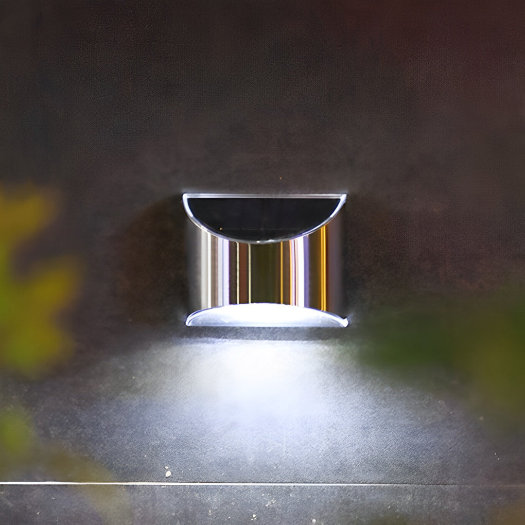 Stainless Steel Minimalist Waterproof Silver Modern Solar Wall Lamp - Lumpaz