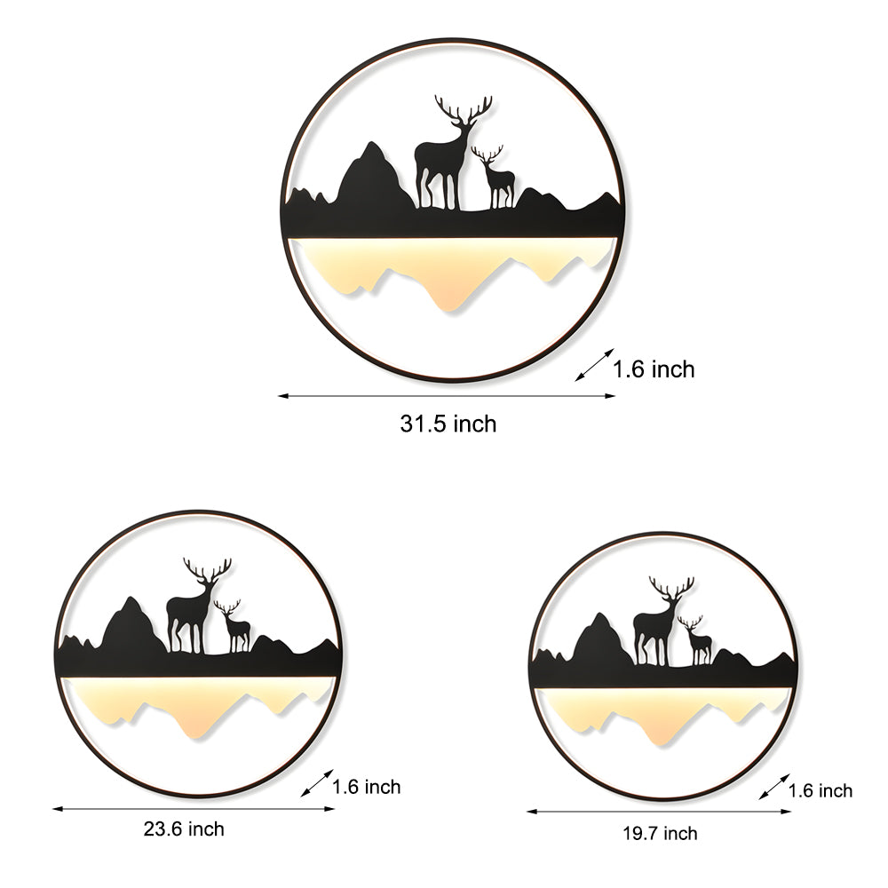 Round Mountain Scenery Silhouette Dimmable with Remote Outdoor Wall Lights - Lumpaz