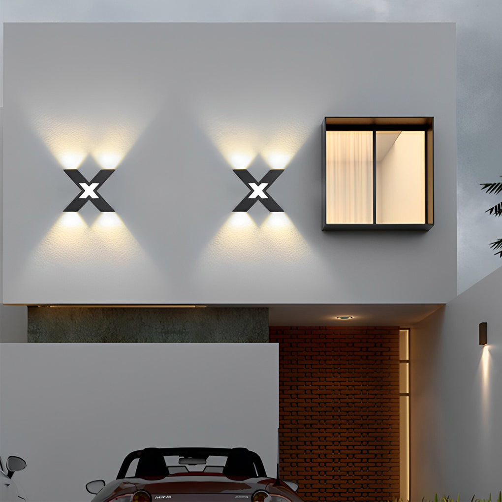 X Shape Creative Waterproof LED Black Modern Outdoor Wall Lamp Exterior Lights - Lumpaz