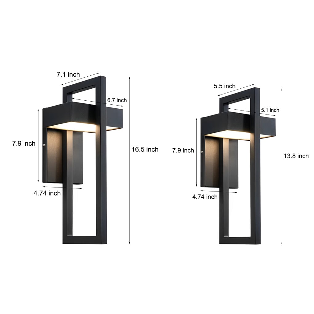 Rectangular Minimalist LED Waterproof Black Modern Outdoor Wall Lamp - Lumpaz