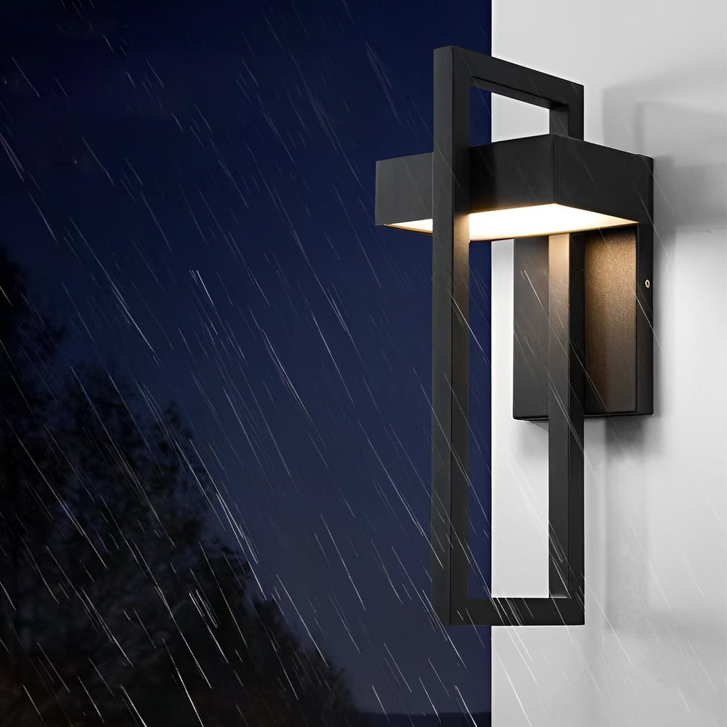 Rectangular Minimalist LED Waterproof Black Modern Outdoor Wall Lamp - Lumpaz