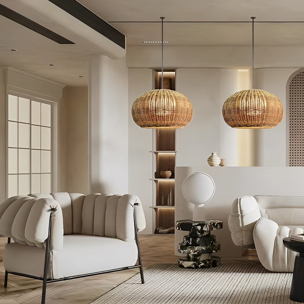 Lantern Shaped Waterproof Rattan Modern Outdoor Wall Lamp Chandelier - Lumpaz