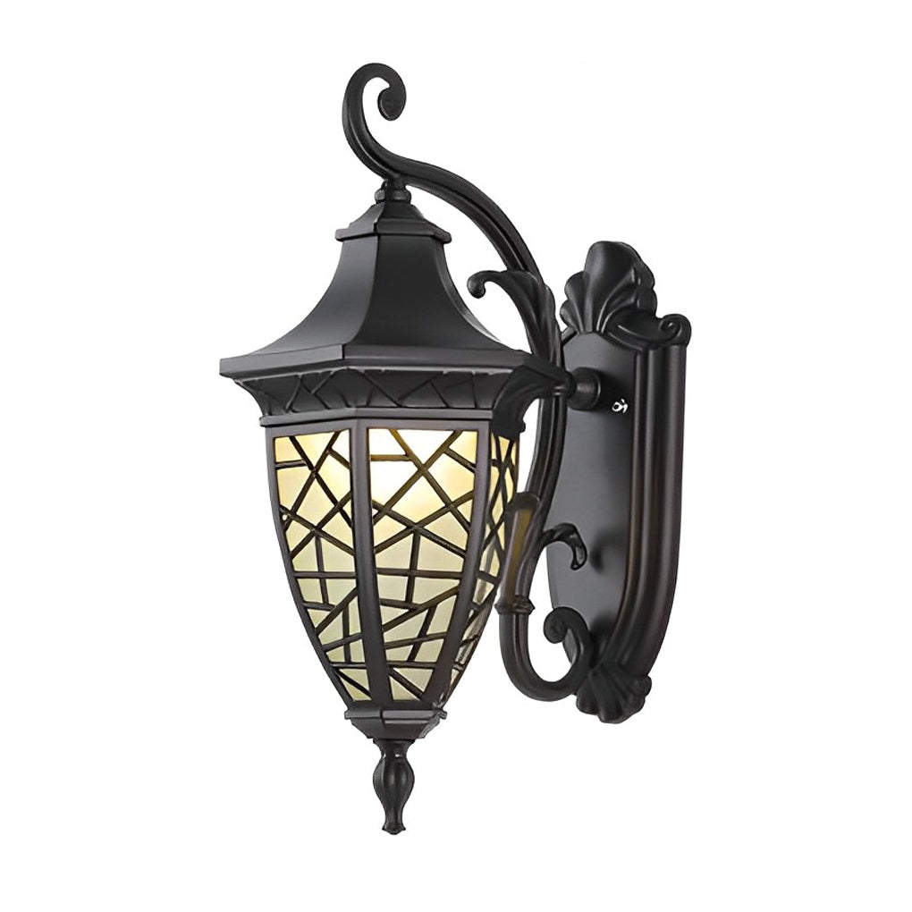 Retro Pattern Waterproof Black American Style Solar Powered Wall Lamp - Lumpaz