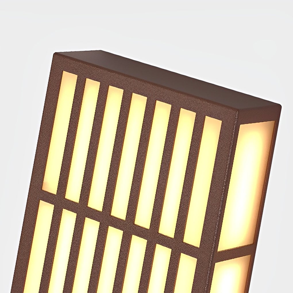 Retro Vertical Stripe Grid LED Waterproof Brown Outdoor Wall Lamp - Lumpaz