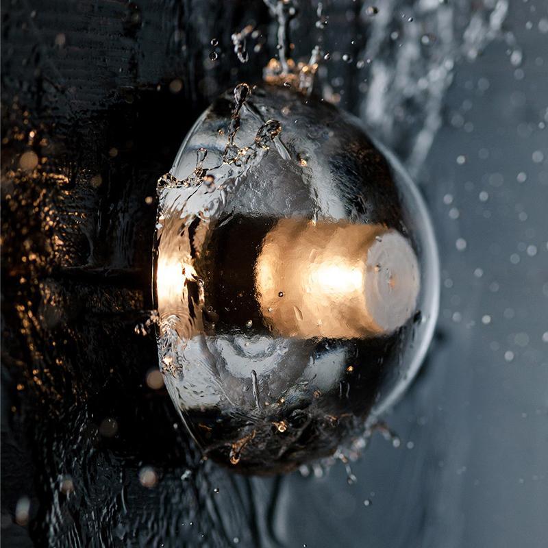 Round Bowl Glass LED Waterproof Transparent Rustic Outdoor Wall Lights - Lumpaz