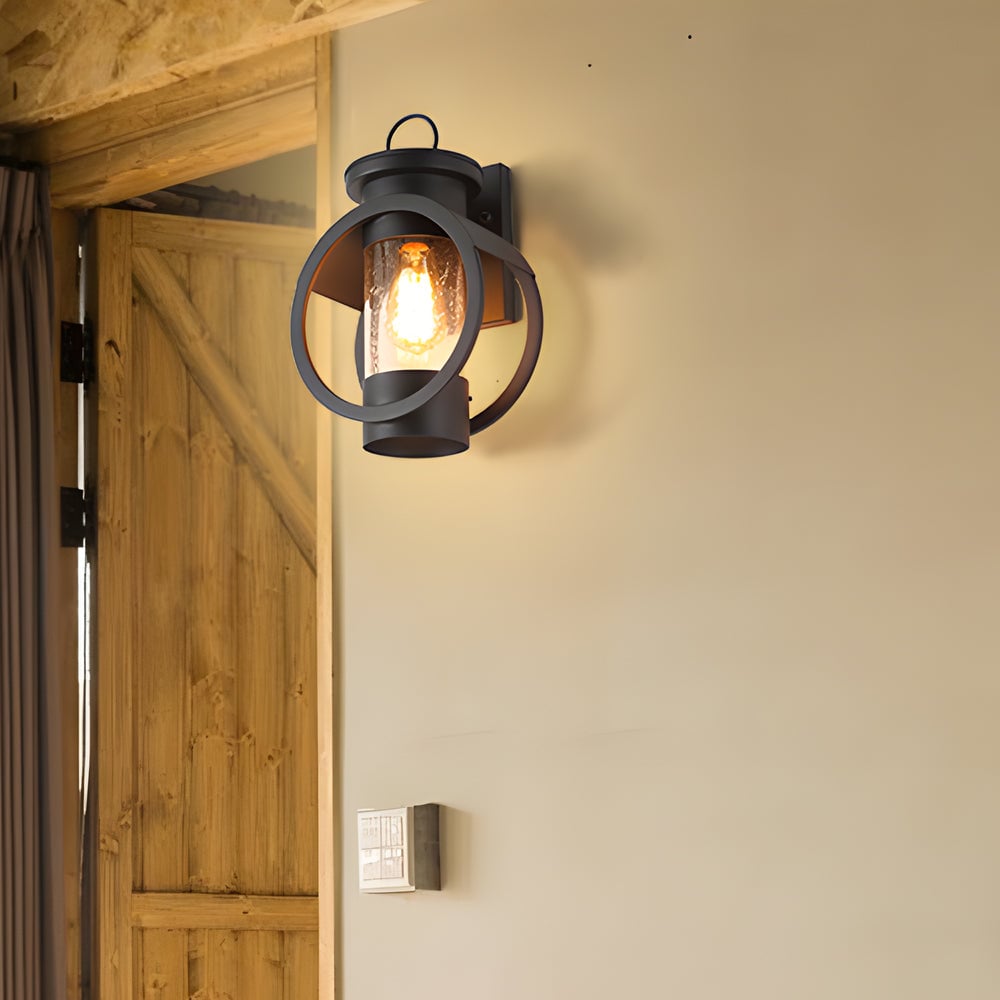 Raindrops Glass 6W LED Edison Lightbulb Black Outdoor Wall Lights - Lumpaz