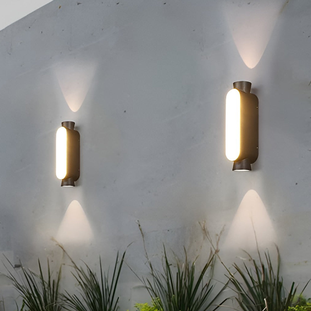 Waterproof LED Up and Down Lights Black Modern Outdoor Wall Sconce Lighting - Lumpaz